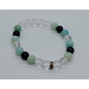 Energy Muse Natural Stone Aventurine & Quartz 6.5" Beaded Stretch Bracelet